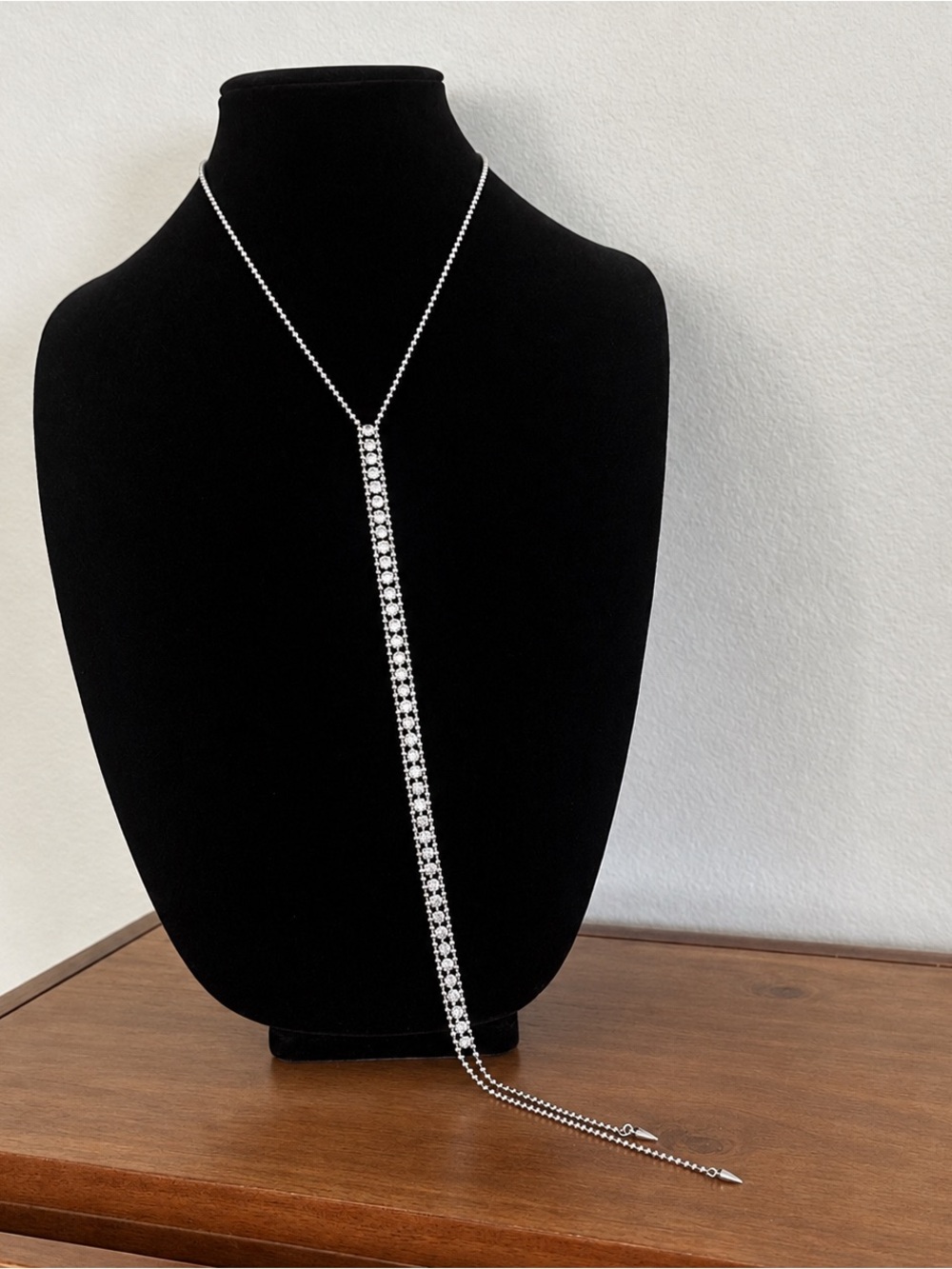 Loren Hope Silver Crystal Y Lariat Necklace